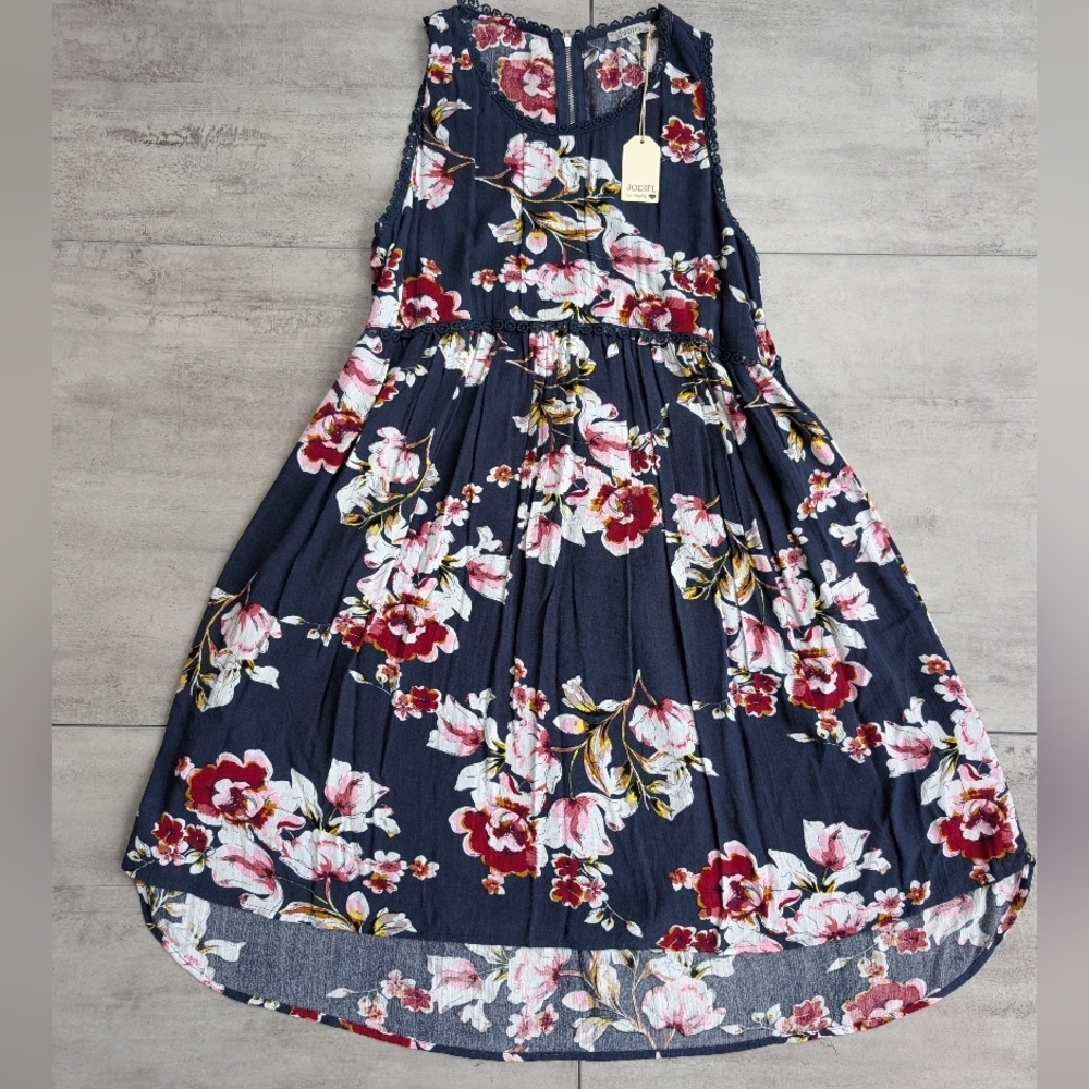 Jodifl Los Angeles Women's Navy Burgundy Floral Midi Dress Large NWT